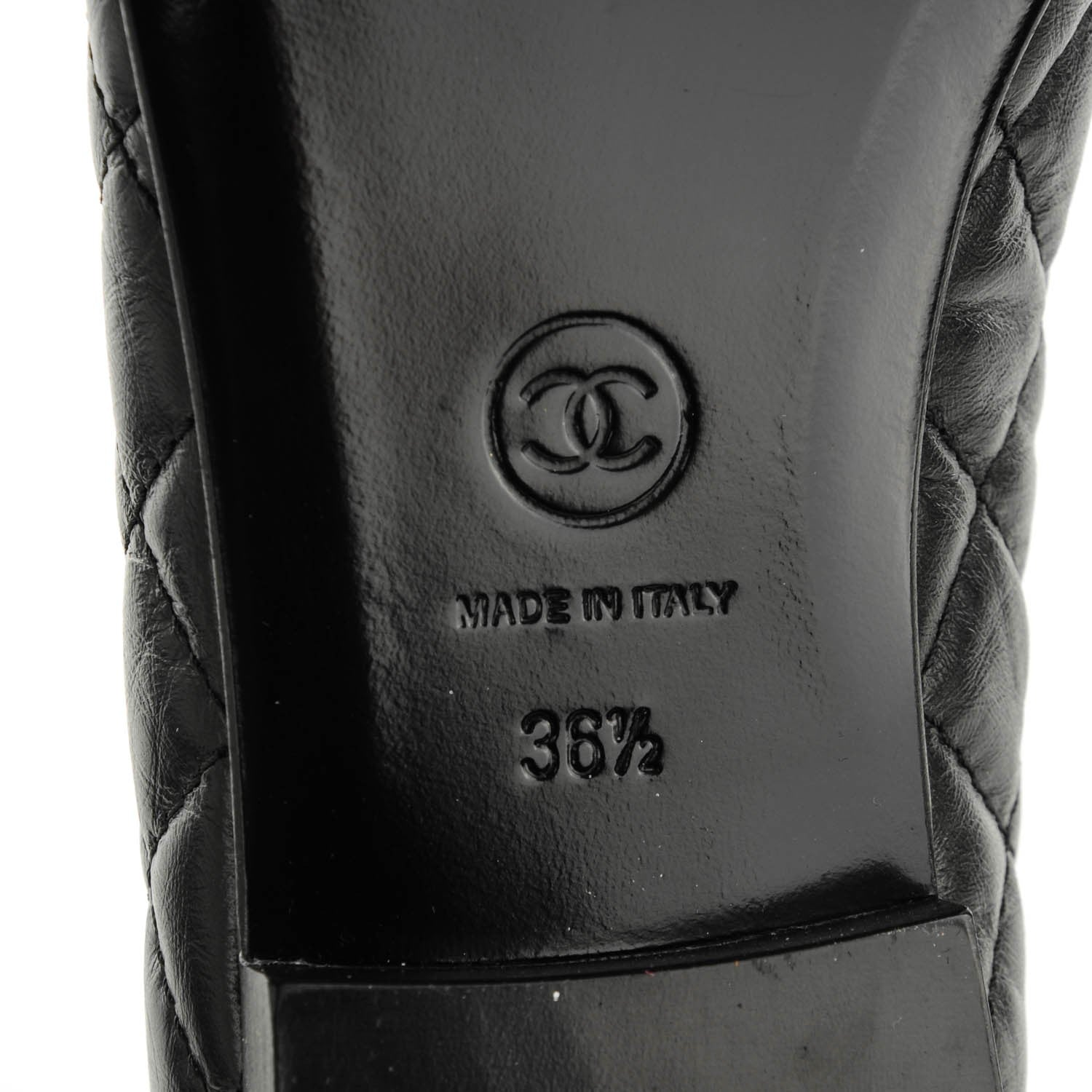 Chanel Aged Calfskin Quilted CC Cap Toe Ballerina Flats 36.5 Black 6 of 7