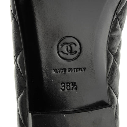 Chanel Aged Calfskin Quilted CC Cap Toe Ballerina Flats 36.5 Black 6 of 7