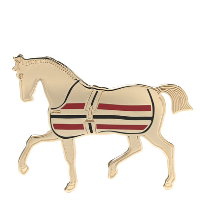 Hermes Permabrass Lacquered Cheval A La Couverture Scarf 70 Ring Rouge H Noir 2 of 8