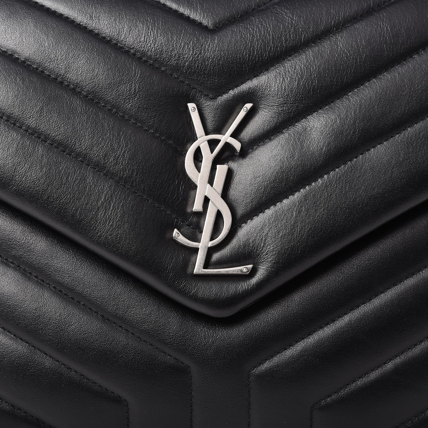 Calfskin Y Quilted Monogram Medium Loulou Chain Satchel Black