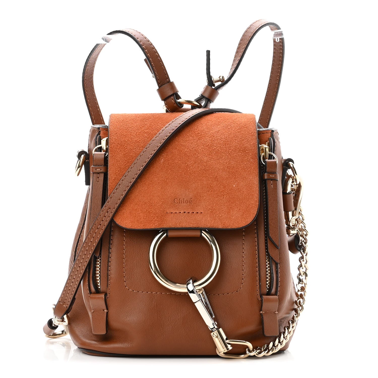 Chloe Suede Calfskin Small Faye Backpack Tobacco 1 of 10