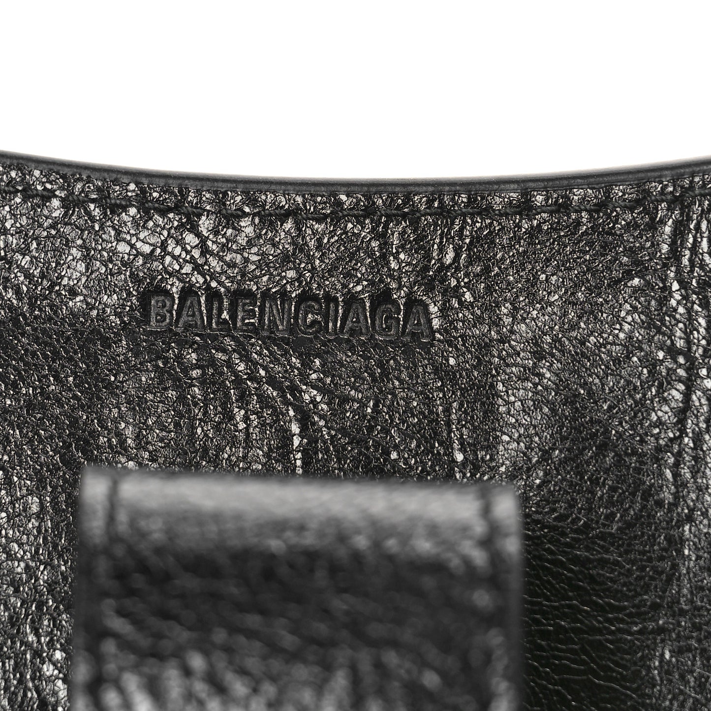 Agneau Arena Neo Classic Silver Hardware Large Upside Down Tote Black