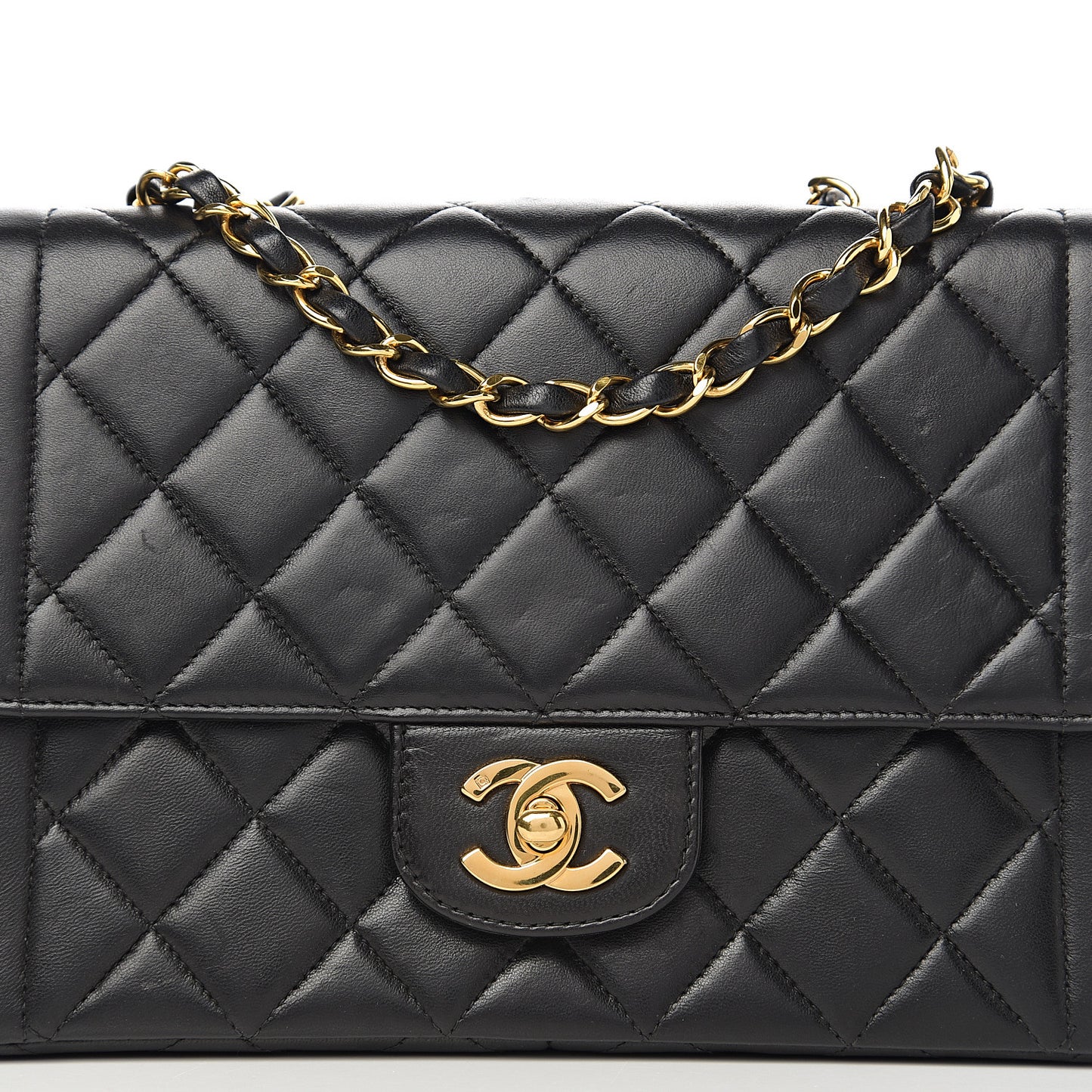Lambskin Quilted Small Single Flap Black