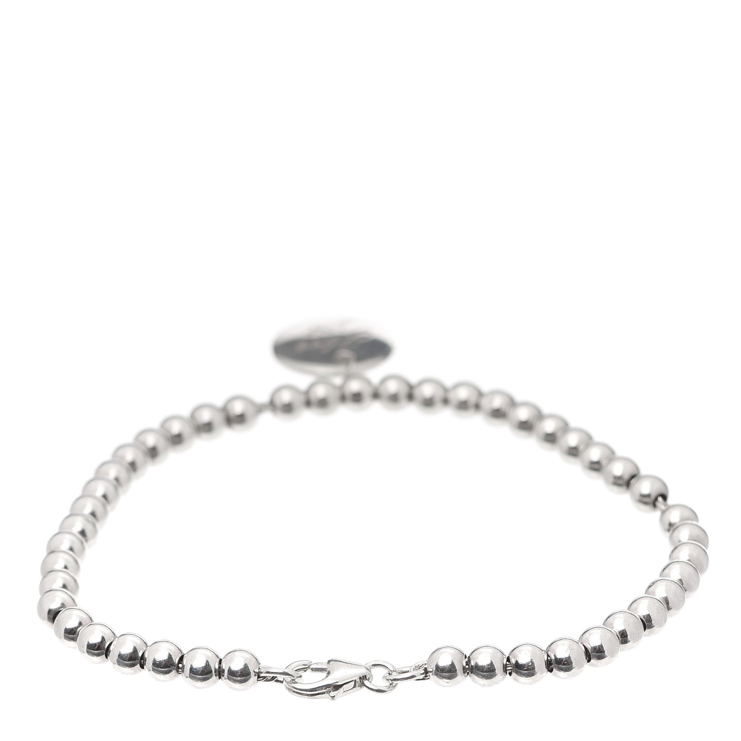 Sterling Silver 4mm I Love You Round Tag Bead Bracelet