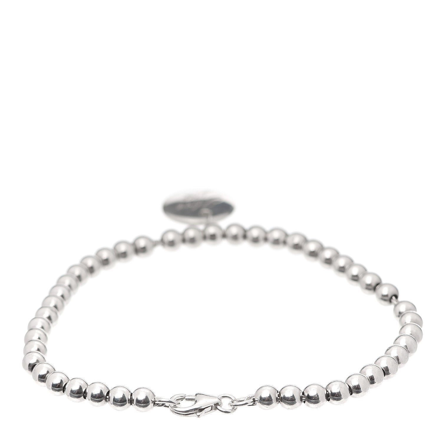 Tiffany Sterling Silver 4mm I Love You Round Tag Bead Bracelet 3 of 5