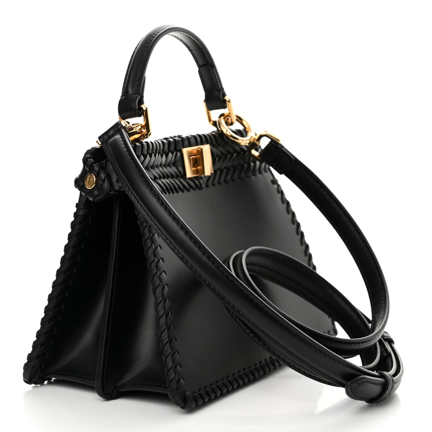 Vitello King Shiny Nappa Intreccio Petite Peekaboo I SEE U Satchel Black