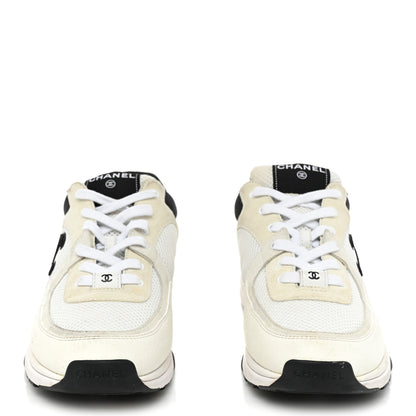 Chanel Mesh Suede Calfskin Grained Calfskin Mens CC Sneakers 43 White Black 2 of 15