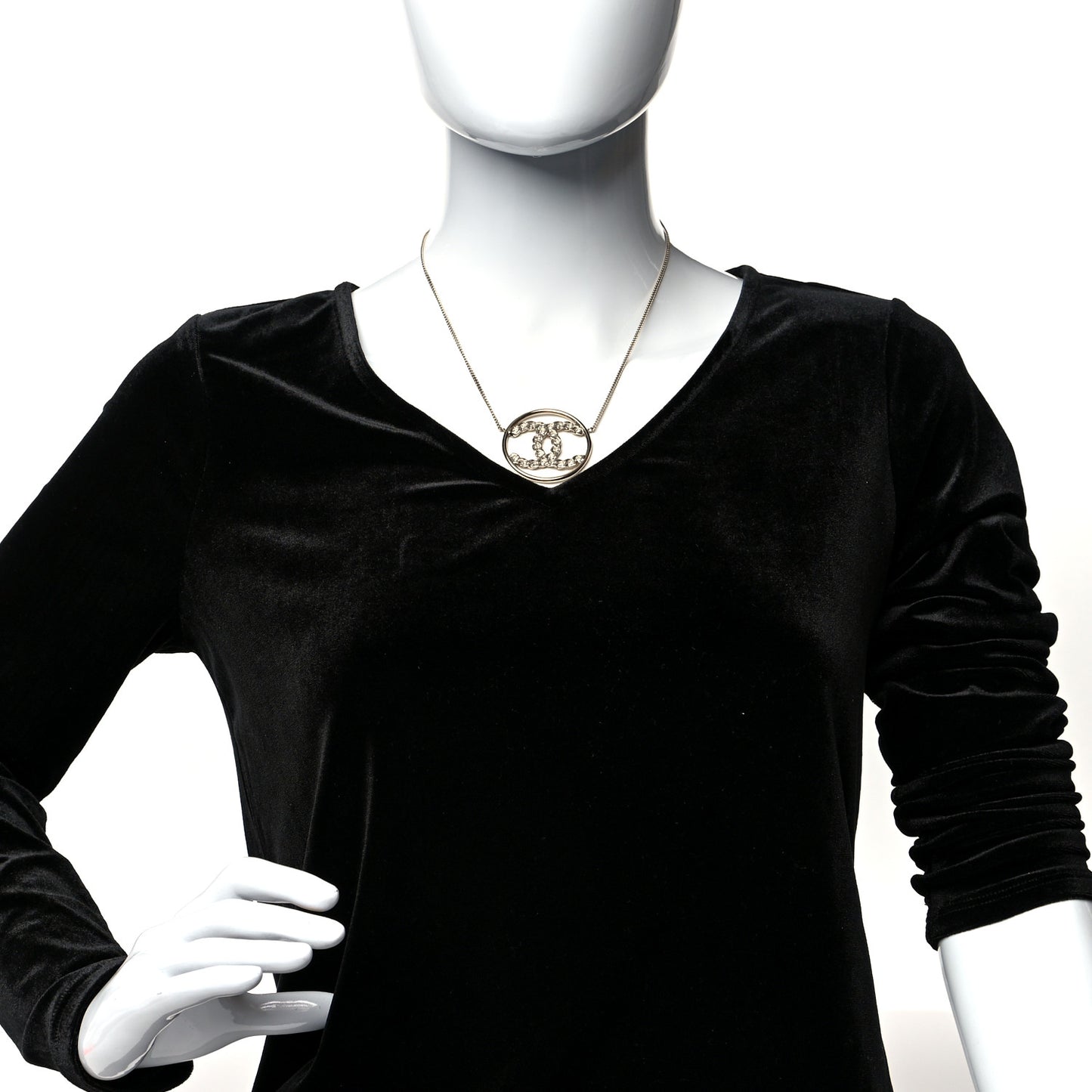 Baguette Crystal High Society CC Pendant Necklace Gold