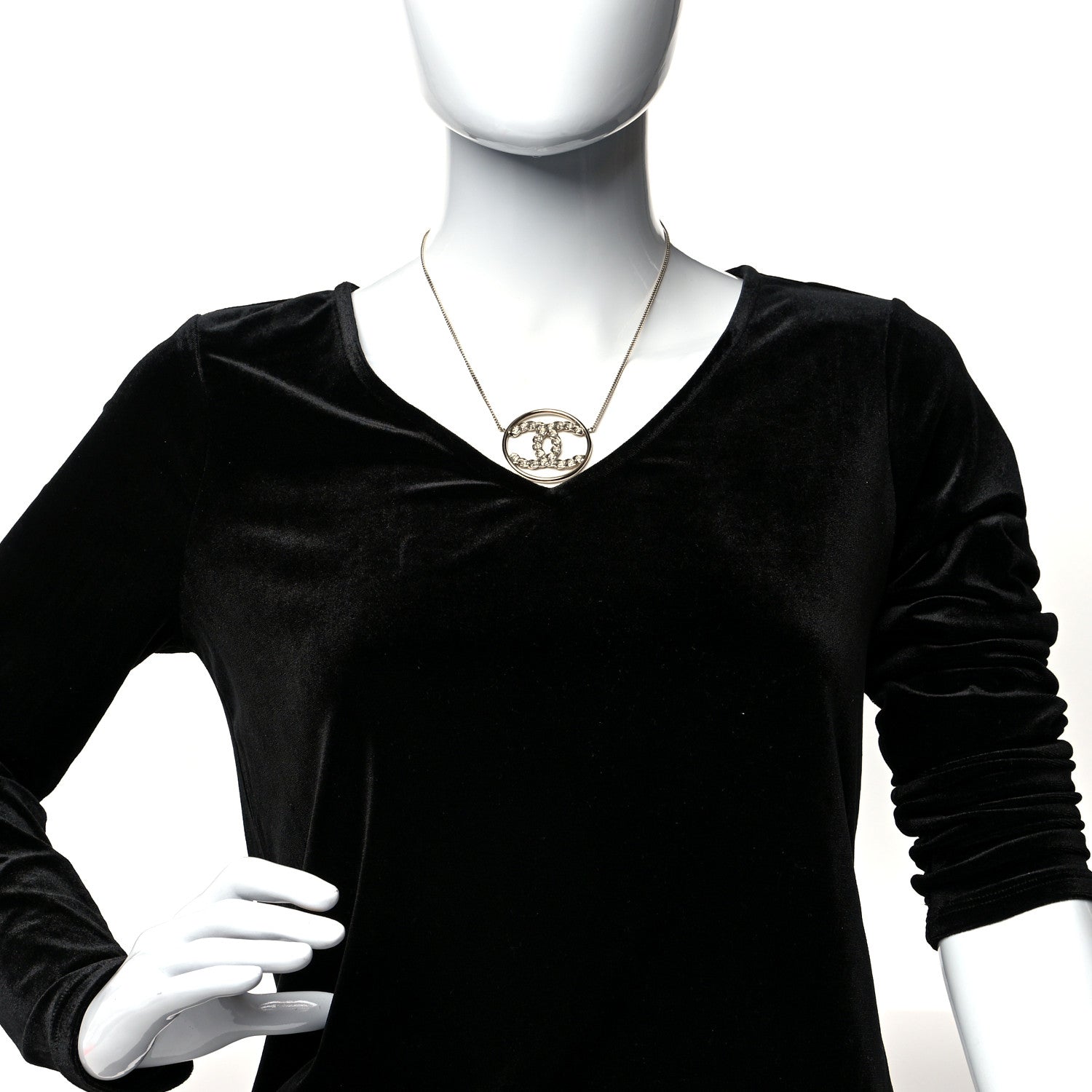 Chanel Baguette Crystal High Society CC Pendant Necklace Gold 2 of 5