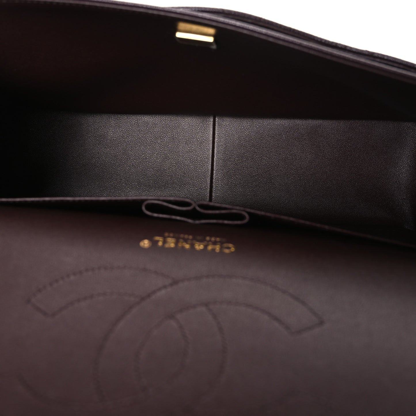 Caviar Quilted Jumbo Double Flap Dark Brown