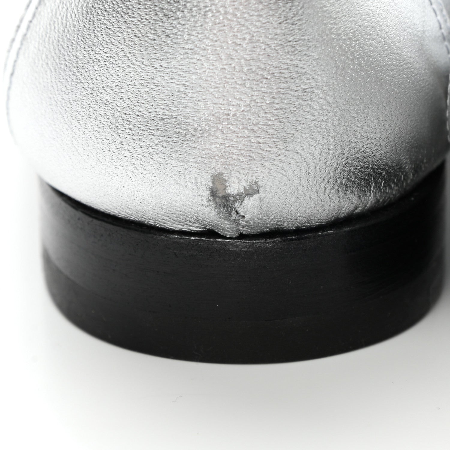 Hermes Metallic Goatskin Paris Loafers 37.5 Gris Argente 5 of 10