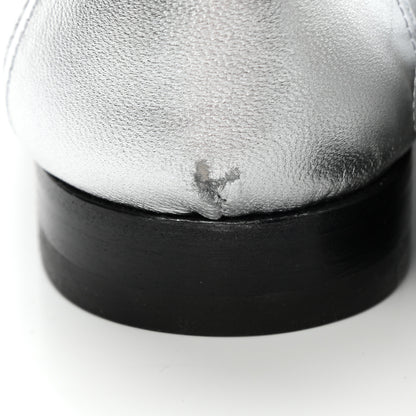 Hermes Metallic Goatskin Paris Loafers 37.5 Gris Argente 5 of 10