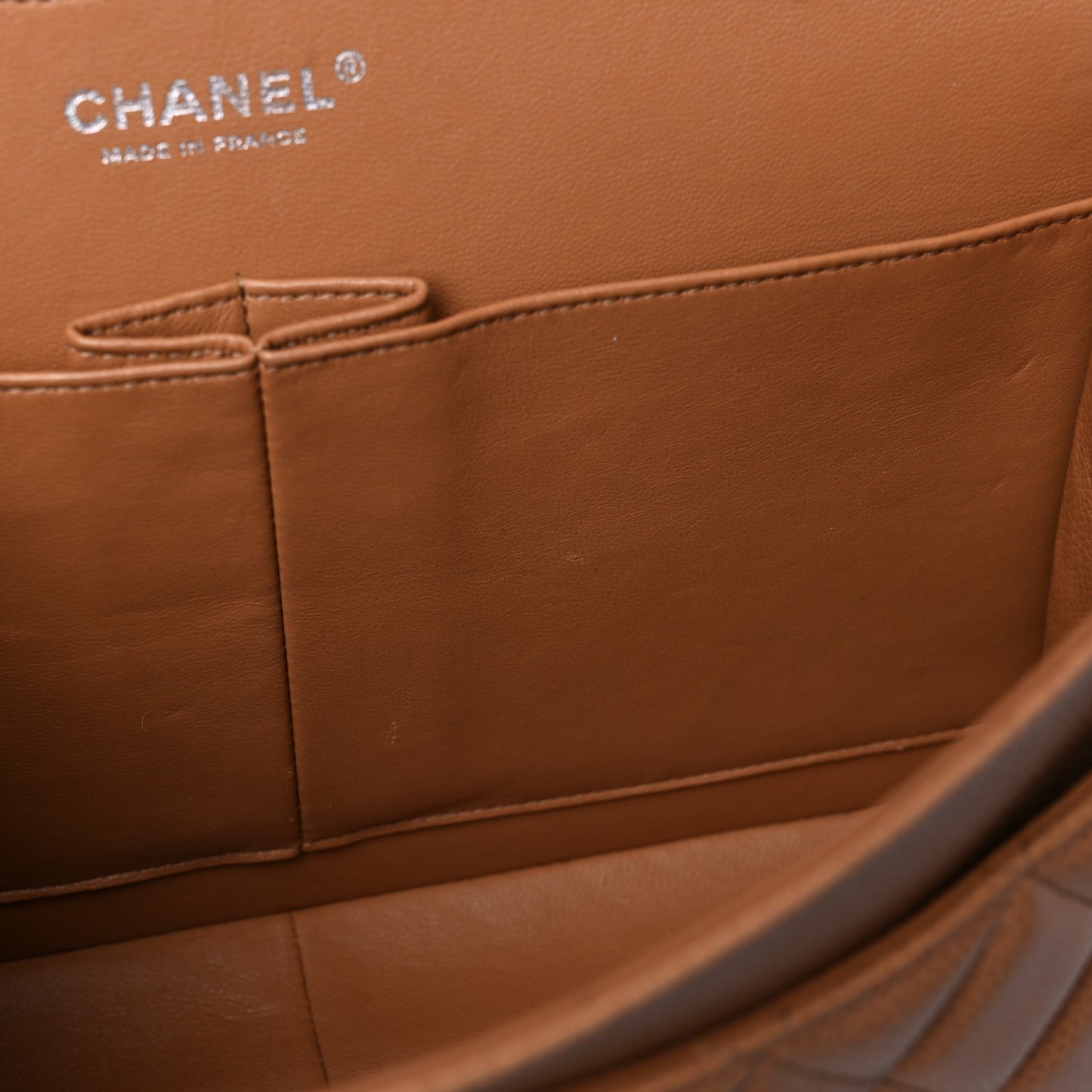 Caviar Quilted Jumbo Double Flap Light Brown