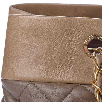 Chanel Calfskin Quilted Large Soft Elegance Tote Brown 14 of 16