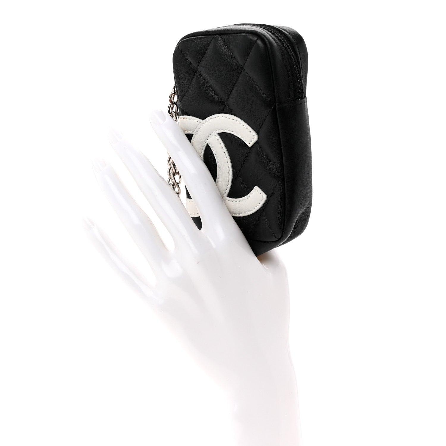 Chanel Calfskin Quilted Cambon Cigarette Case Holder Black White 2 of 8