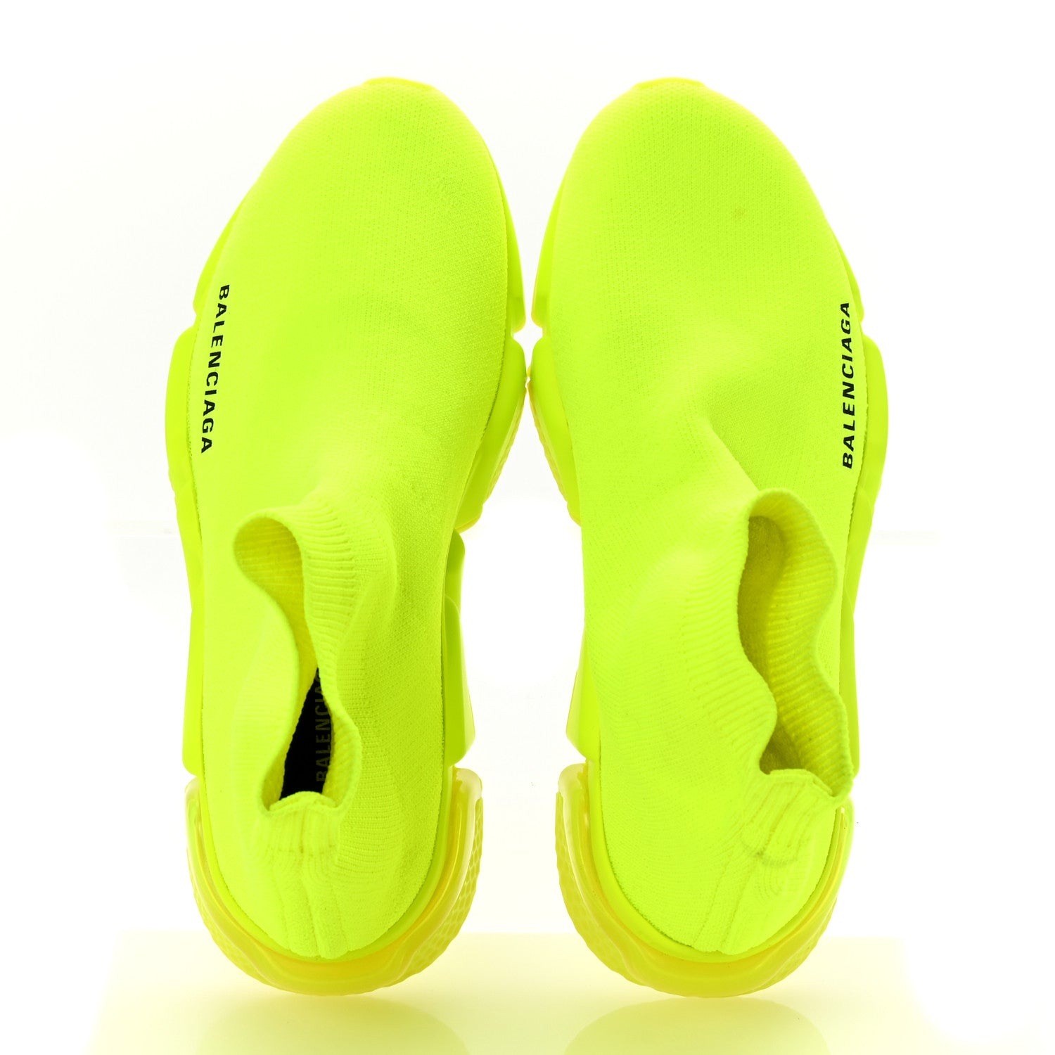 Balenciaga Neoprene Knit Womens Speed Clear Sole Sneakers 37 Yellow Fluo 2 of 10