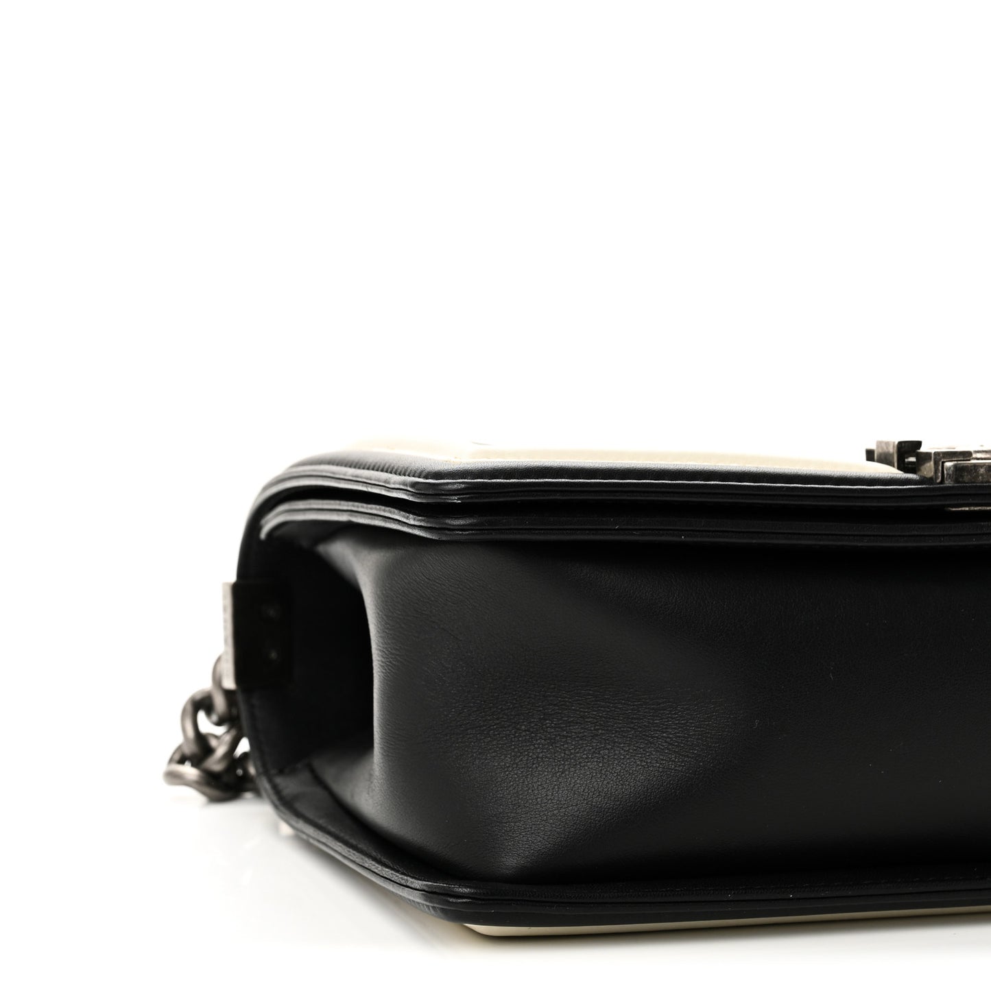 Calfskin Pleated Medium Boy In Rome Flap Black White