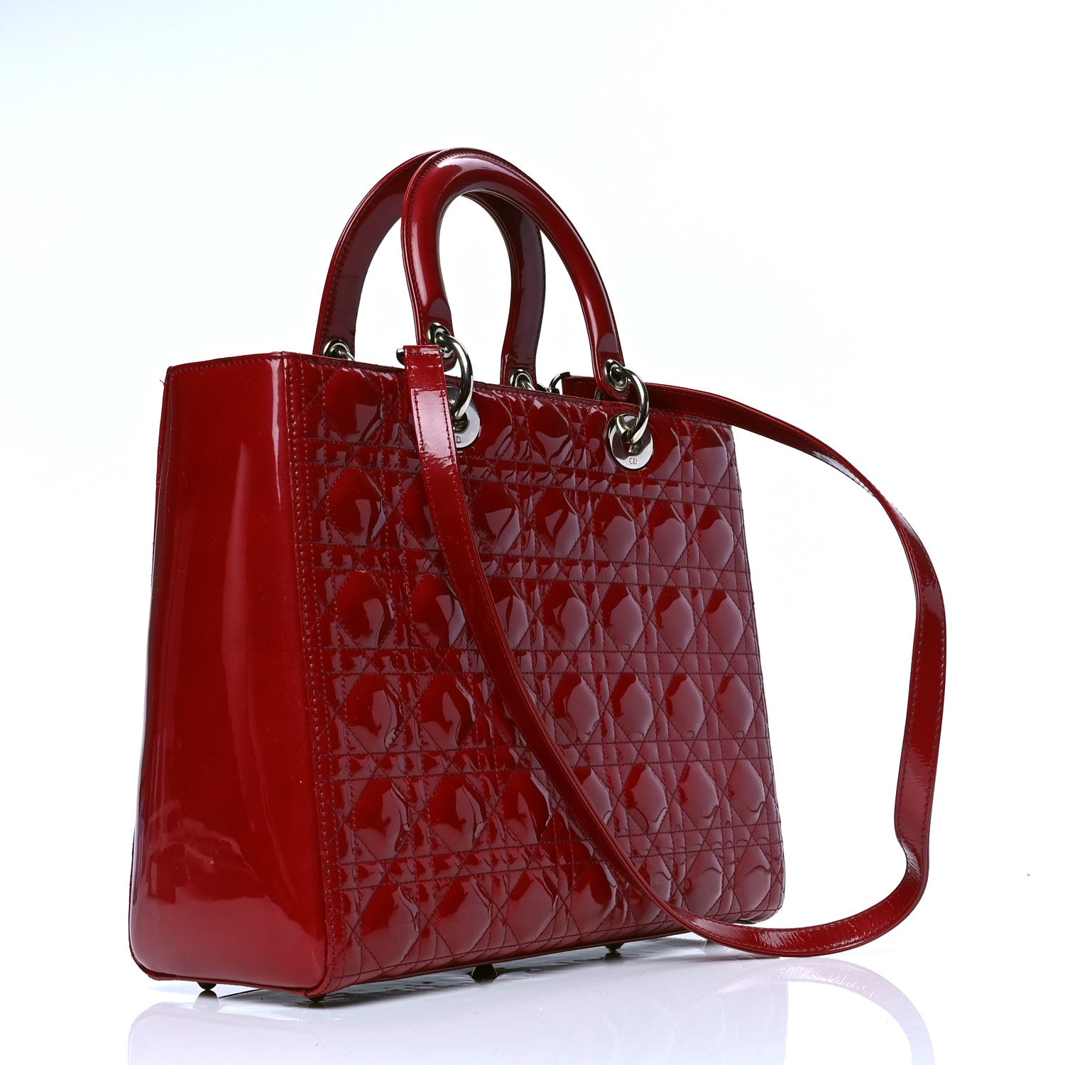 Christian Dior Patent Cannage Large Lady Dior Red 2 of 8