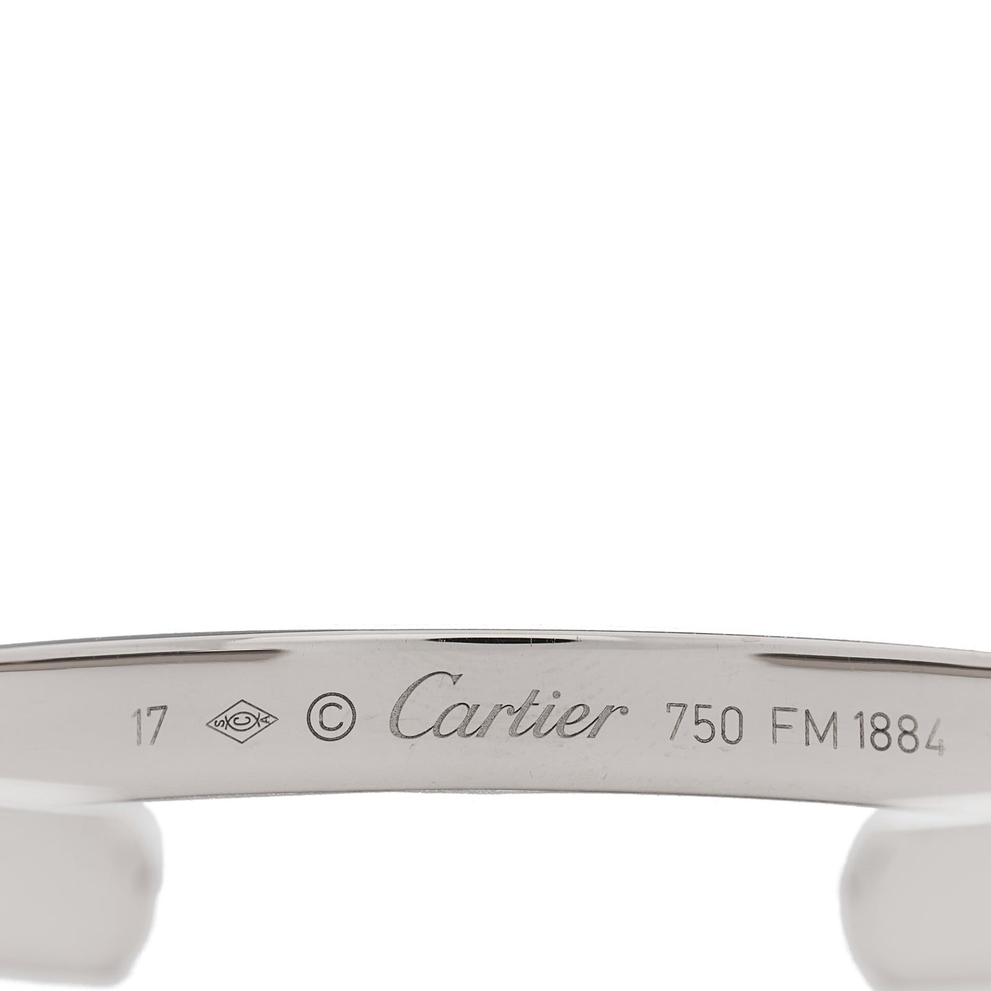 18K White Gold LOVE Cuff Bracelet 17