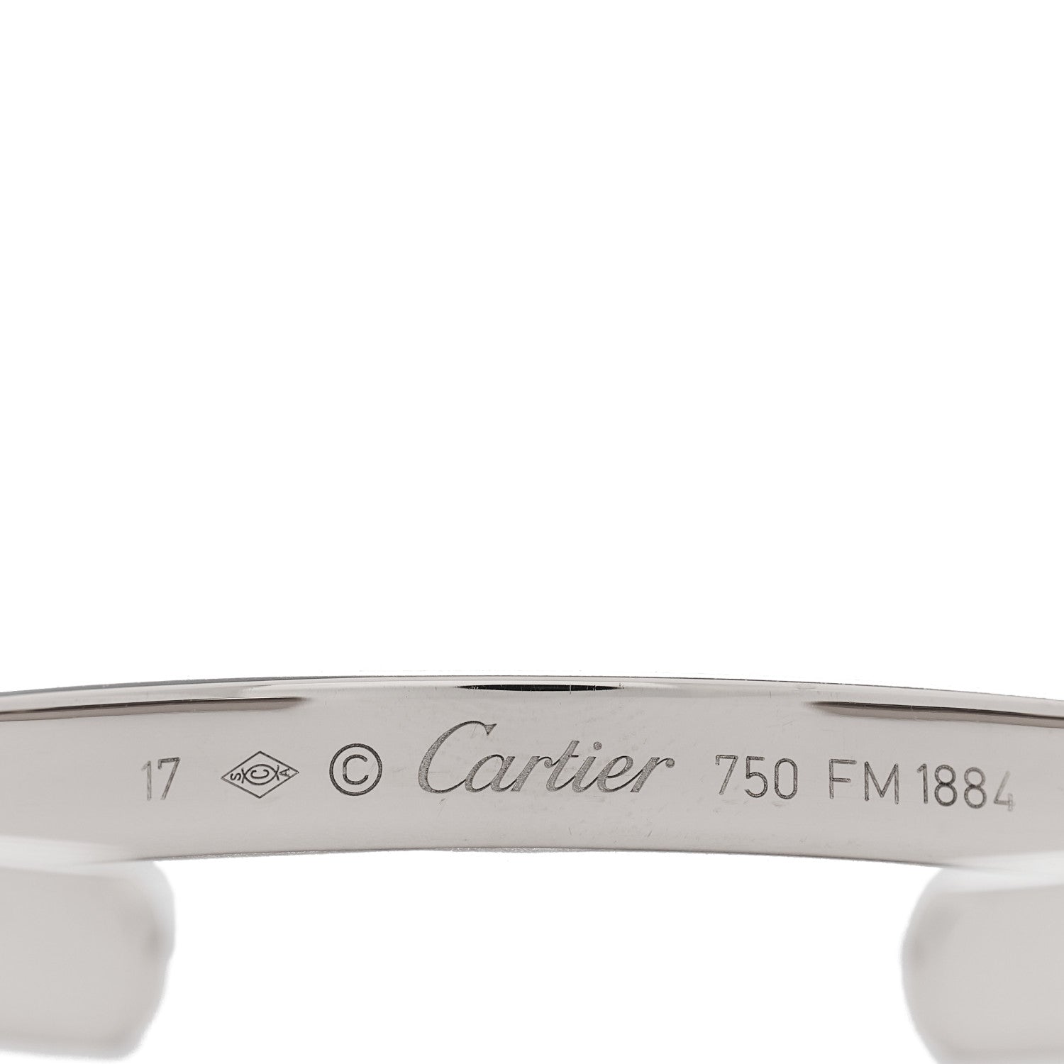 Cartier 18K White Gold LOVE Cuff Bracelet 17 3 of 3