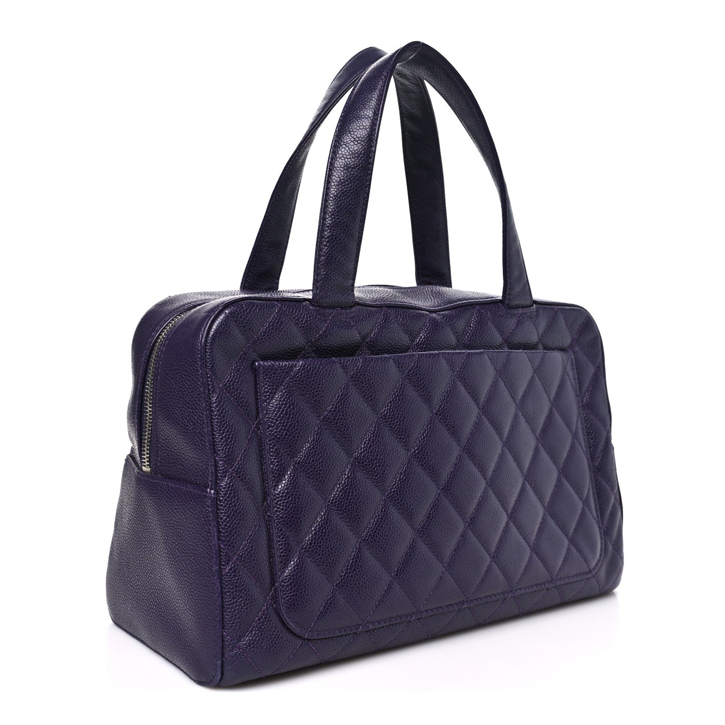 Caviar Quilted Bowler Dark Purple