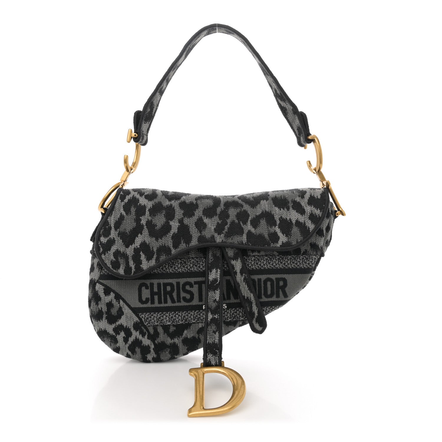 Christian Dior Canvas Mizza Embroidered Saddle Bag Gray 1 of 11