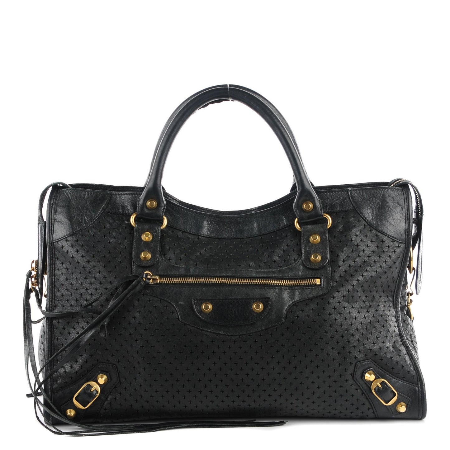 Agneau Laser Cut Cross Classic Gold Hardware City Black