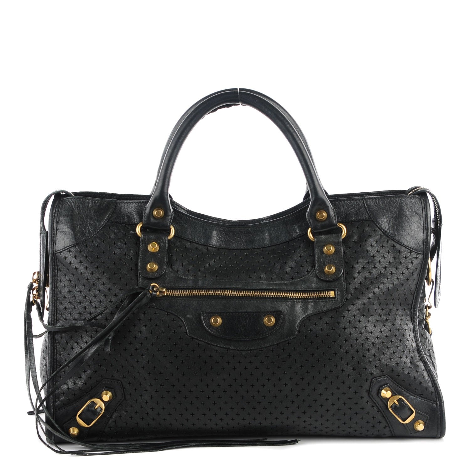 Balenciaga Agneau Laser Cut Cross Classic Gold Hardware City Black 1 of 14