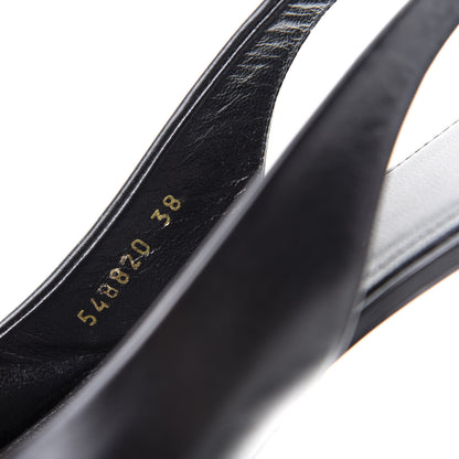Balenciaga Calfskin BB Knife Pointy Toe Slingback Flats 38 Black 10 of 11