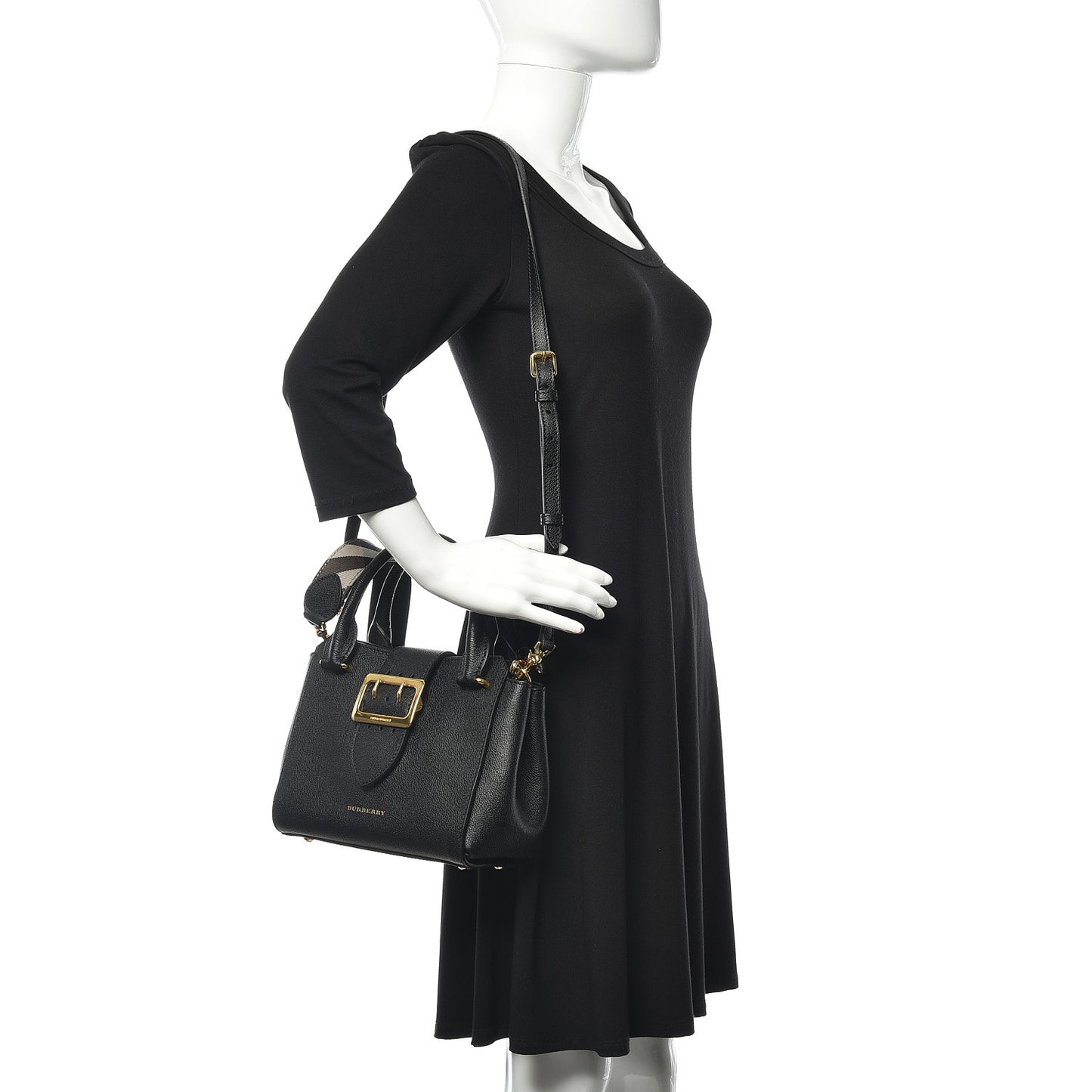 Soft Grain Calfskin Small Buckle Tote Black