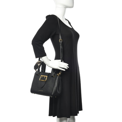 Burberry Soft Grain Calfskin Small Buckle Tote Black 3 of 12