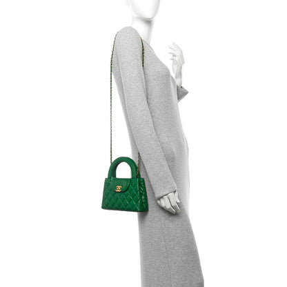 Chanel Shiny Aged Calfskin Quilted Nano Kelly Shopper Green 2 of 10