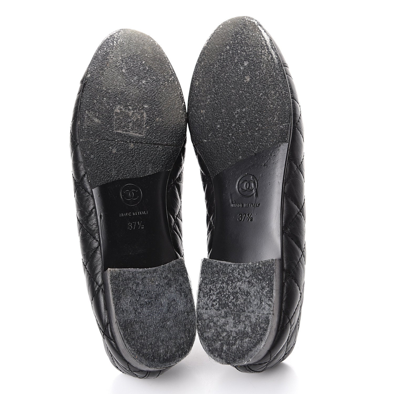 Chanel Aged Calfskin Quilted Cap Toe Ballerina Flats 37.5 Black 5 of 12