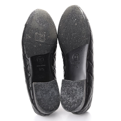 Chanel Aged Calfskin Quilted Cap Toe Ballerina Flats 37.5 Black 5 of 12