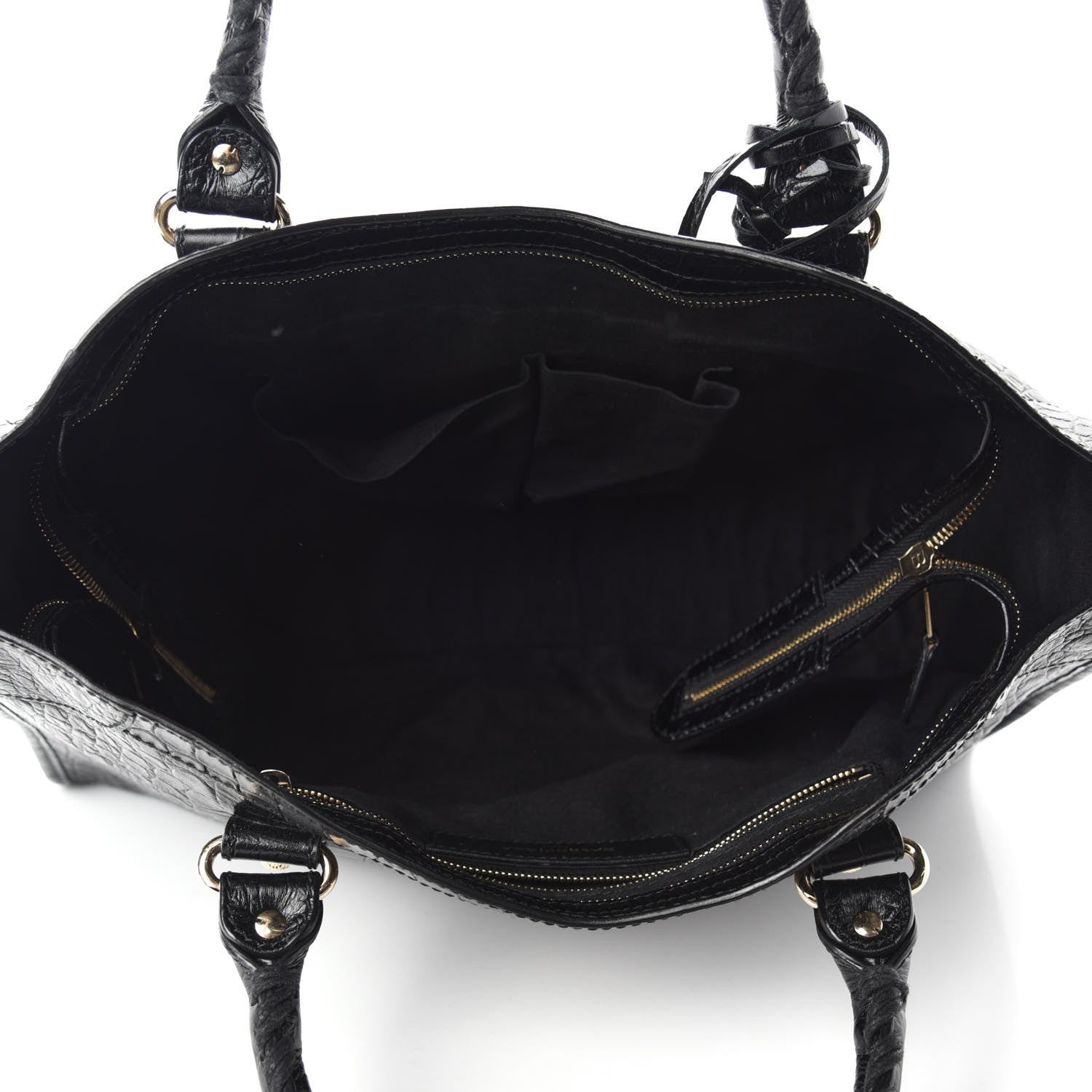 Balenciaga Calfskin Crocodile Embossed Giant 12 Gold Hardware City Black 5 of 10