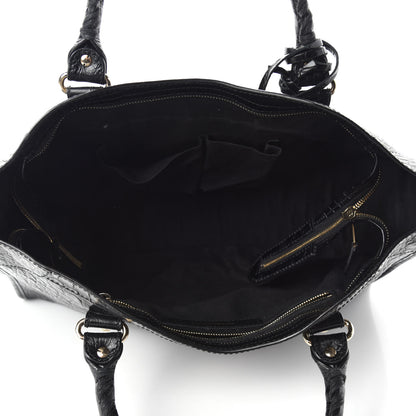 Balenciaga Calfskin Crocodile Embossed Giant 12 Gold Hardware City Black 5 of 10