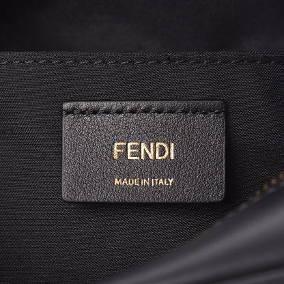 Fendi Glazed Fabric Vitello Century FF 1974 Stamp Patch Camera Case Mogano Panna Black 8 of 10
