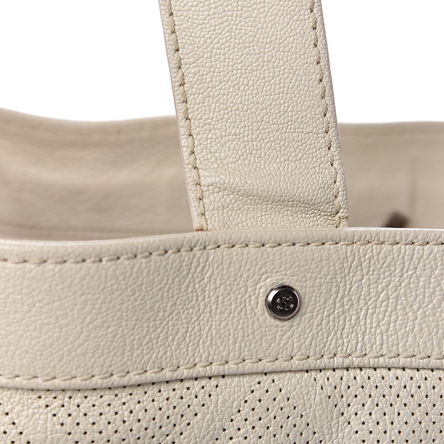 Goatskin Perforated Large CC Tote White
