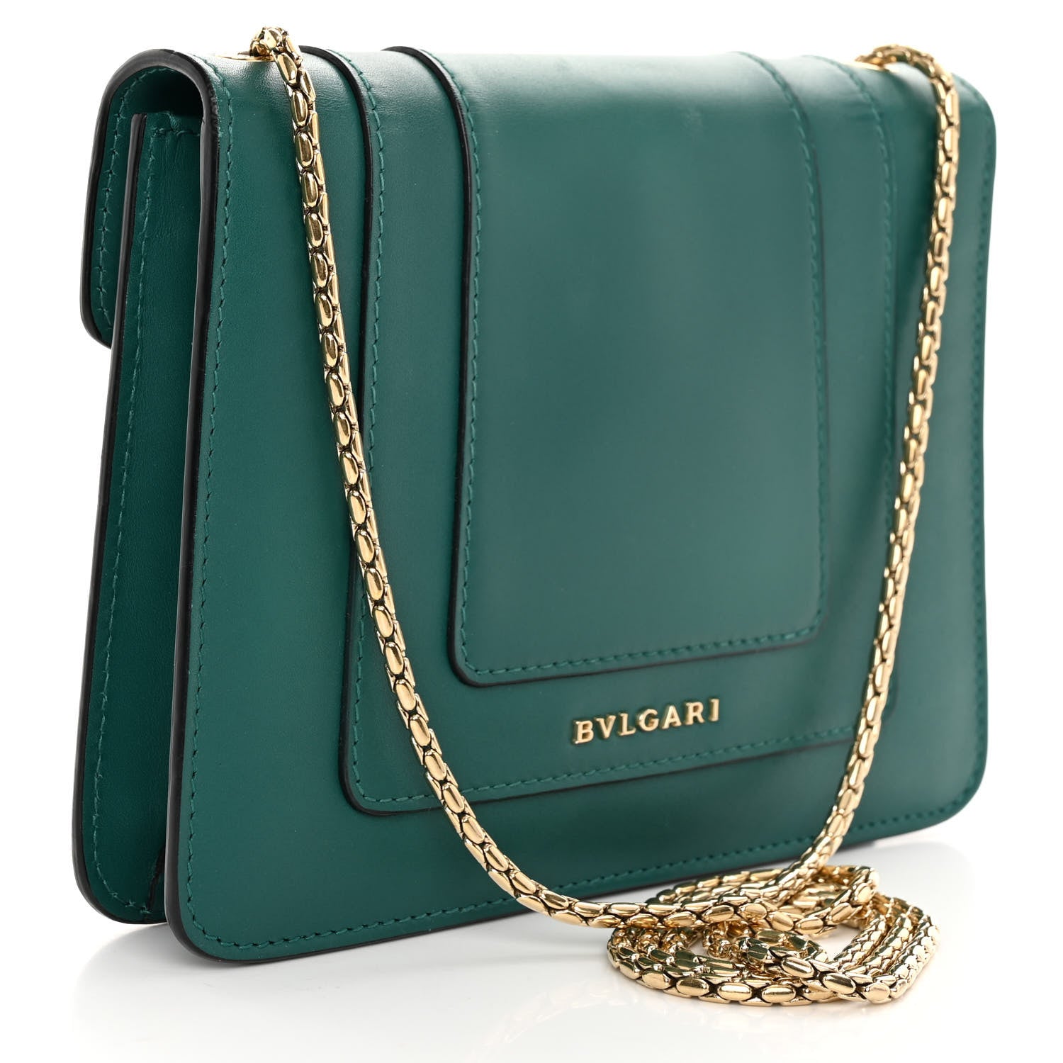 Bulgari Calfskin Small Serpenti Forever Snake Strap Crossbody Bag Emerald Green 4 of 13