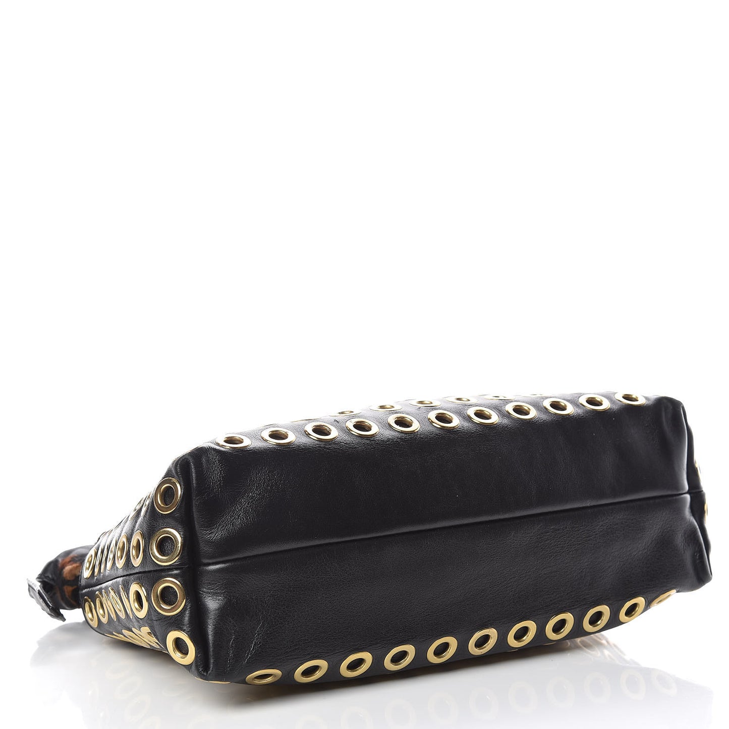 Calfskin Calf Hair Leopard Print Grommet Little Crush Black
