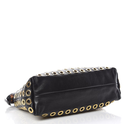 Burberry Calfskin Calf Hair Leopard Print Grommet Little Crush Black 4 of 9