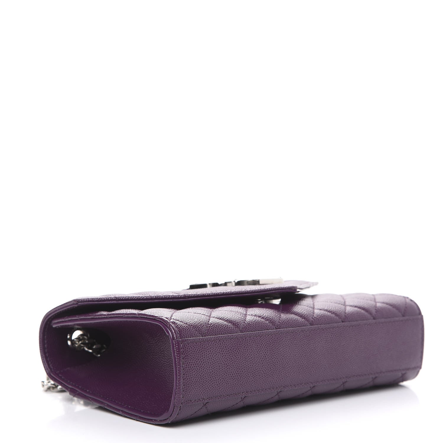 Saint Laurent Grain De Poudre Textured Mixed Matelasse Triquilt Small Monogram Satchel Lilac 4 of 9