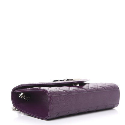 Saint Laurent Grain De Poudre Textured Mixed Matelasse Triquilt Small Monogram Satchel Lilac 4 of 9