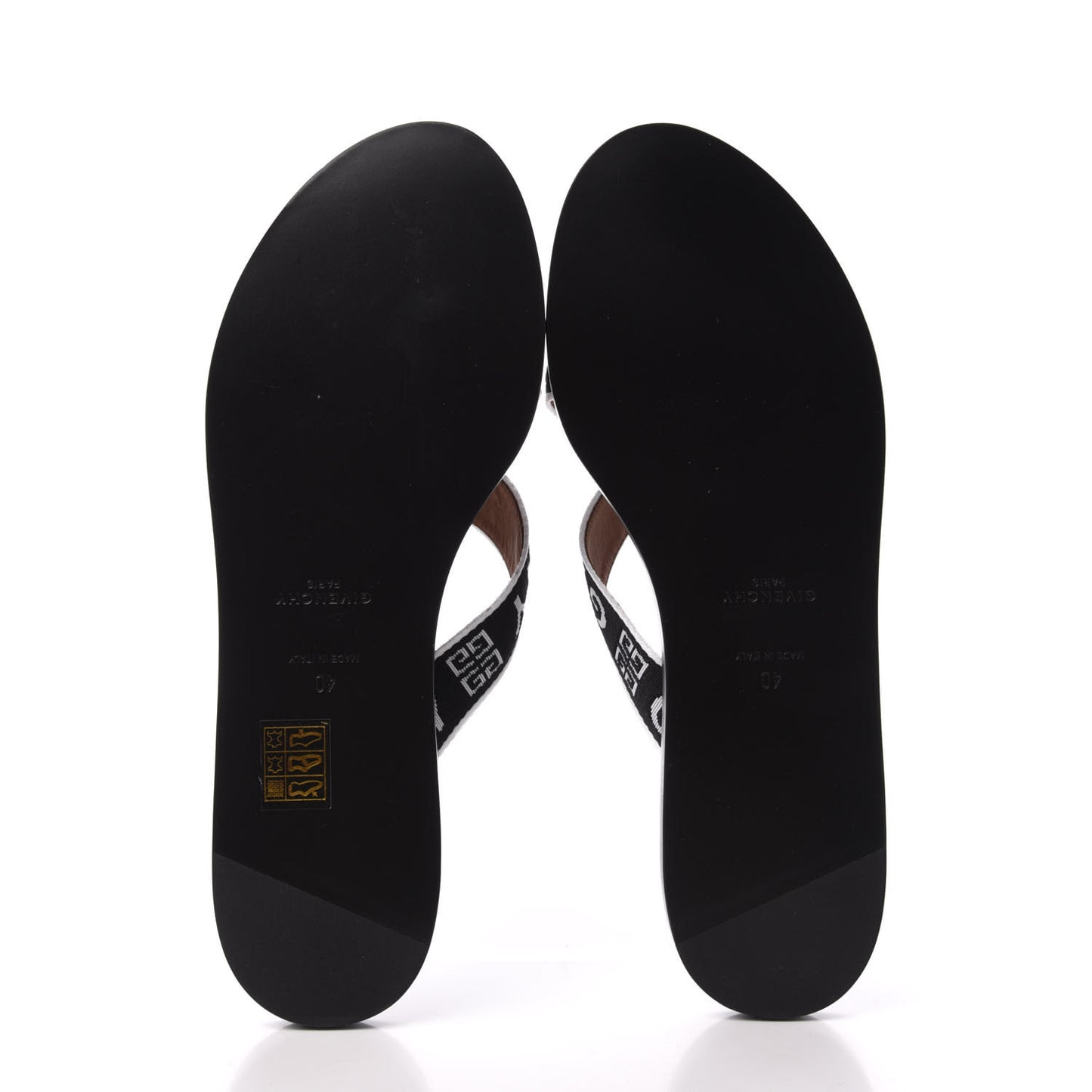 Cotton Logo Strap Flat Sandals 40 Black White
