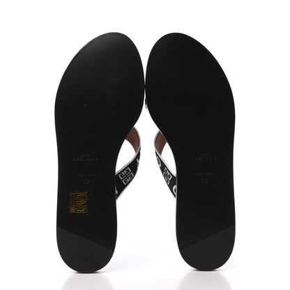 Givenchy Cotton Logo Strap Flat Sandals 40 Black White 5 of 9
