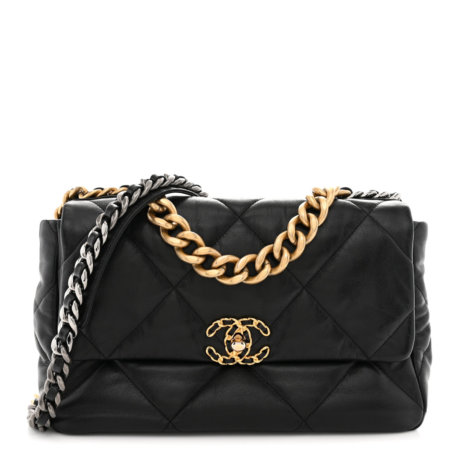 Chanel Goatskin Quilted Large Chanel 19 Flap Black 1 of 10