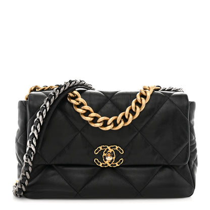 Chanel Goatskin Quilted Large Chanel 19 Flap Black 1 of 10