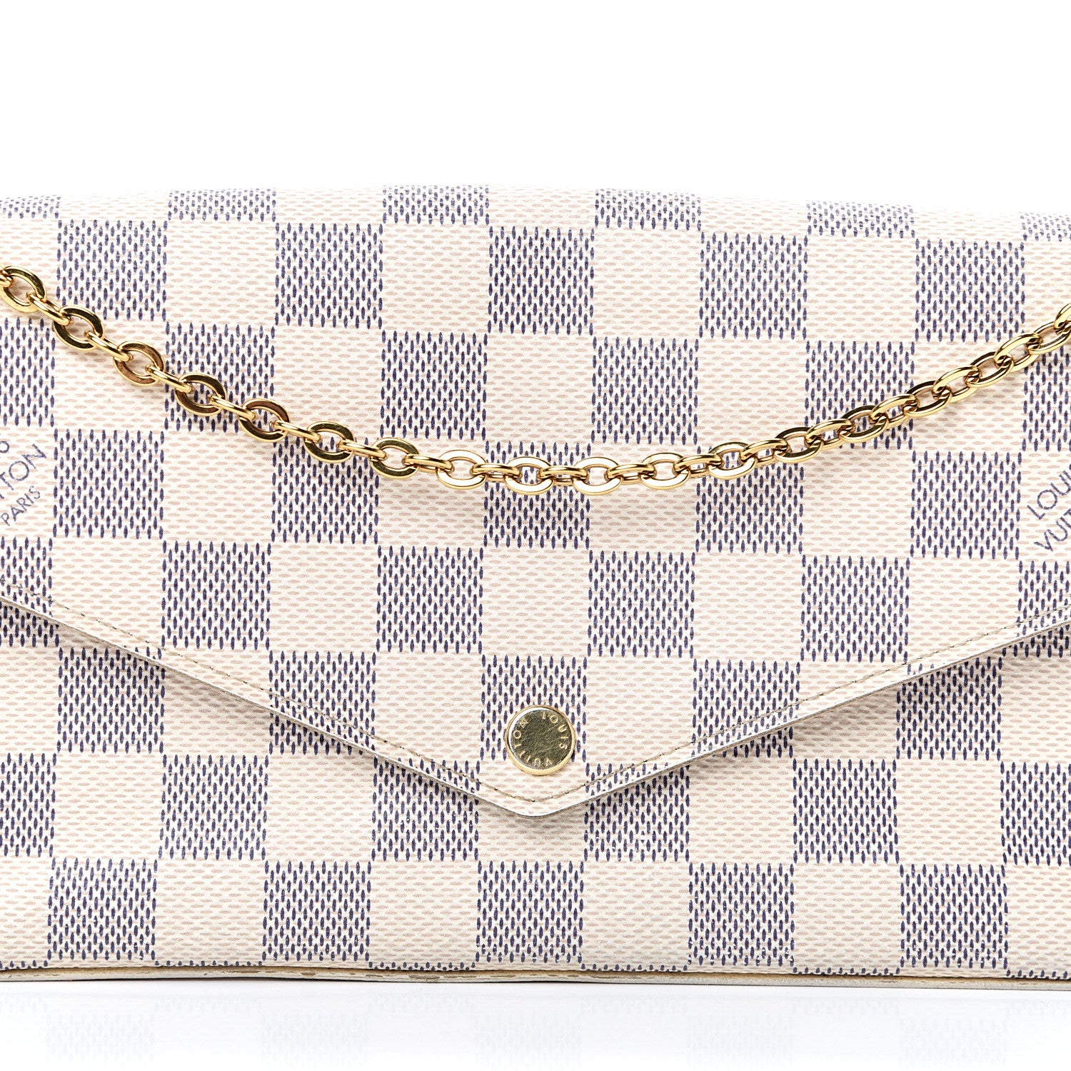 Louis Vuitton Damier Azur Pochette Felicie Chain Wallet Rose Ballerine 8 of 24