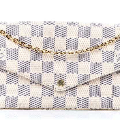 Louis Vuitton Damier Azur Pochette Felicie Chain Wallet Rose Ballerine 8 of 24
