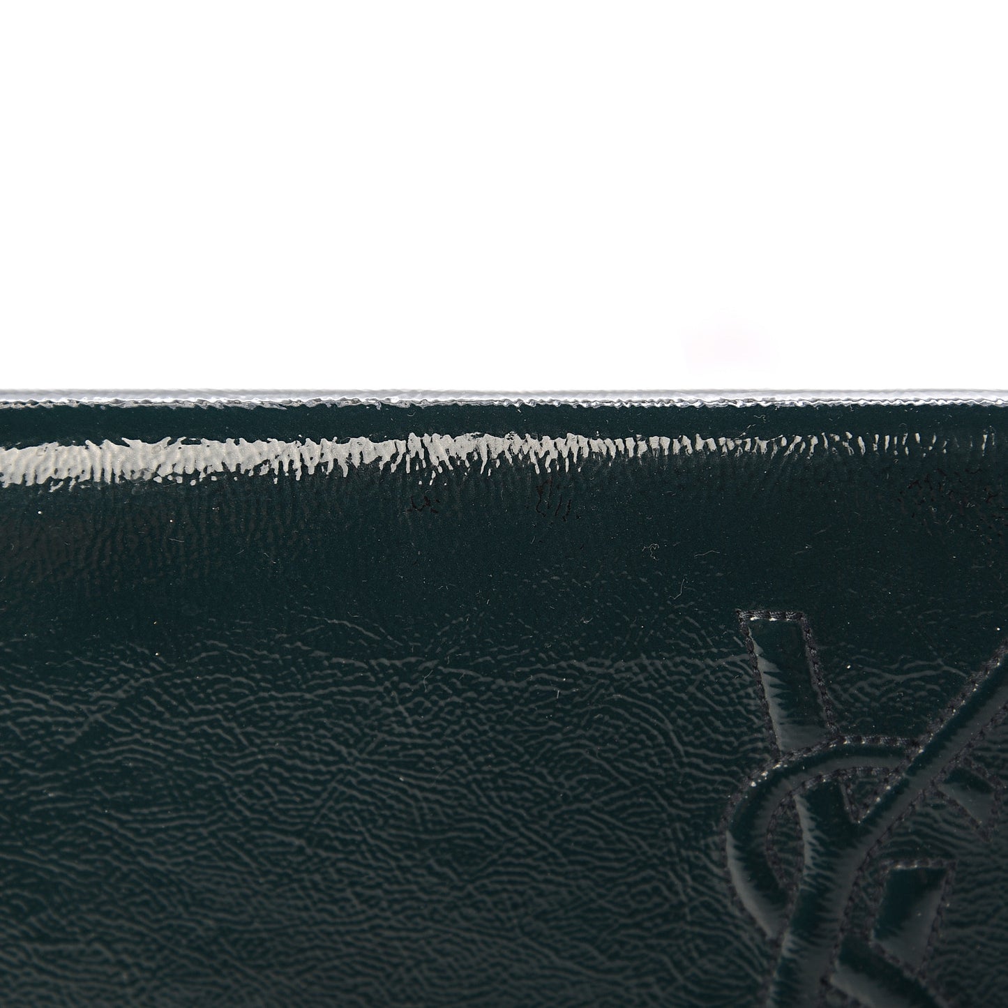Textured Patent Calfskin Large Belle De Jour Clutch Green